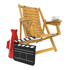 Image showing Director's Chair with Clap Board and Megaphone.