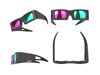 Image showing Anaglyph Glasses Over White.