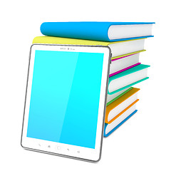 Image showing Tablet PC with Books. Education Concept