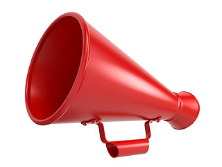 Image showing Red Megaphone Isolated on White.