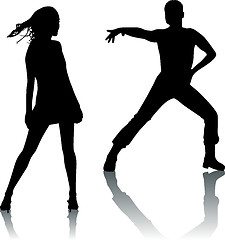 Image showing Silhouettes of dancing man and woman