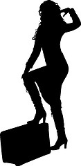 Image showing Silhouette of a woman traveling