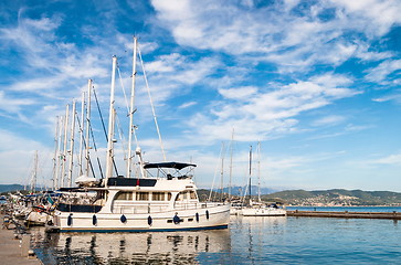 Image showing Sailing Boat docked in marina