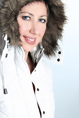 Image showing Winter woman in a hooded parka