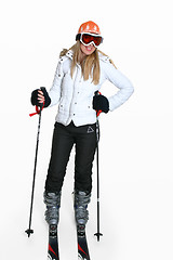 Image showing Female wearing ski gear