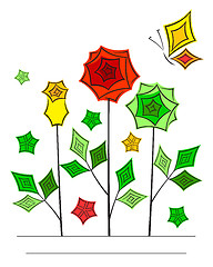 Image showing Artistic angular flower line art card