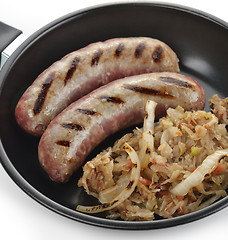 Image showing Sausages With Sauerkraut