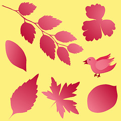 Image showing Seamless pattern background with bird and leaves