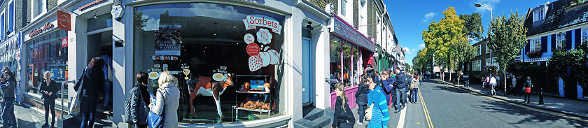 Image showing Panoramic view of Portobello Road Market in Notting Hill - Londo