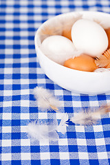 Image showing brown and white eggs