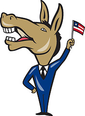 Image showing Democrat Donkey Mascot American Flag