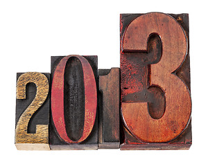Image showing year 2013 in wood type