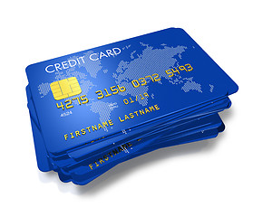 Image showing stack of blue credit cards
