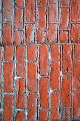 Image showing Painted brick wall details architectural fragment 