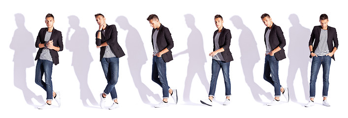 Image showing six poses of a fashion male model