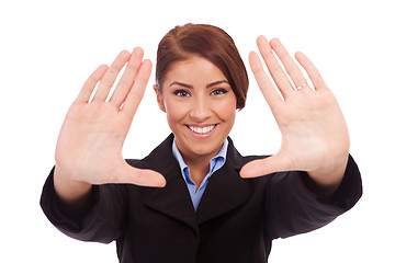 Image showing Business woman hands frame