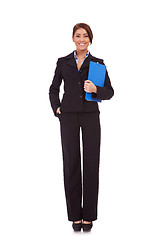 Image showing business woman standing with her clipboard