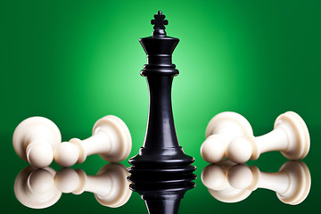 Image showing black king defeates white pawns