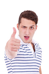 Image showing  young man making thumbs up gesture