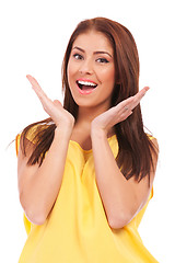 Image showing excited young woman