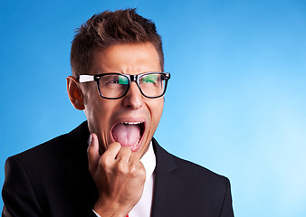 Image showing Angry businessman shouting 