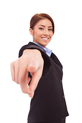 Image showing Business woman point finger at you