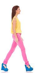 Image showing casual woman walking