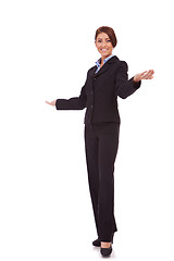 Image showing smiling business woman welcoming