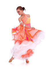 Image showing sensual waltz dancer pulling up  dress