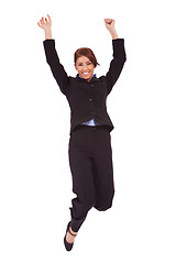 Image showing Jumping business woman