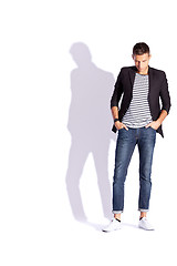 Image showing young fashion man looking down