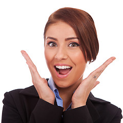 Image showing amazed young business woman