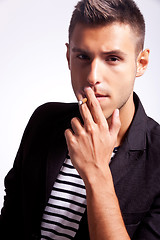 Image showing Man smoking cigarette 