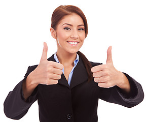 Image showing  business woman with thumbs up gesture