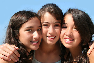 Image showing Three happy girls