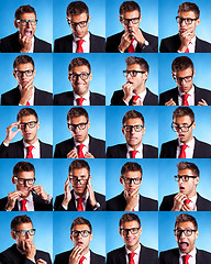 Image showing many business man facial expressions