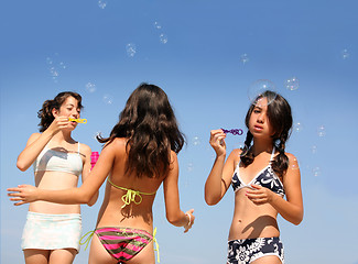 Image showing Girls with bubbles