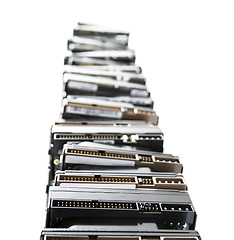 Image showing high stack of used hard drives