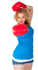 Image showing Pretty girl with boxing gloves