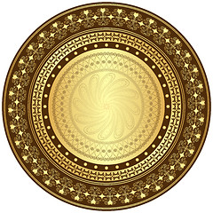 Image showing Gold and brown round frame