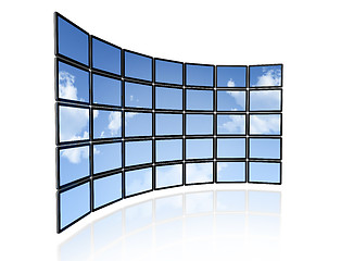 Image showing Video wall of flat tv screens
