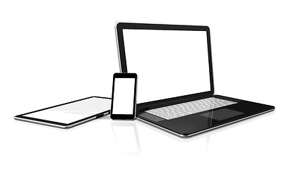 Image showing laptop, mobile phone and digital tablet pc computer