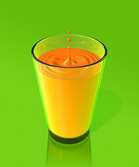 Image showing drop of orange juice and ripple in a glass