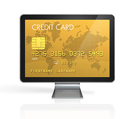 Image showing gold credit card on a computer screen