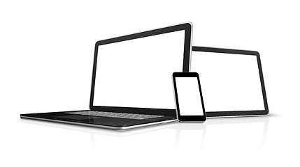 Image showing laptop, mobile phone and digital tablet pc computer