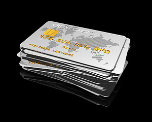 Image showing stack of silver credit cards