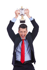 Image showing Business man celebrating  success