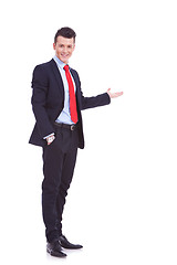 Image showing Happy business man giving presentation