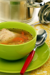 Image showing Soup with pasta and chicken.