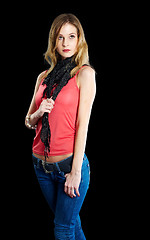 Image showing Sexy slim woman with scarf